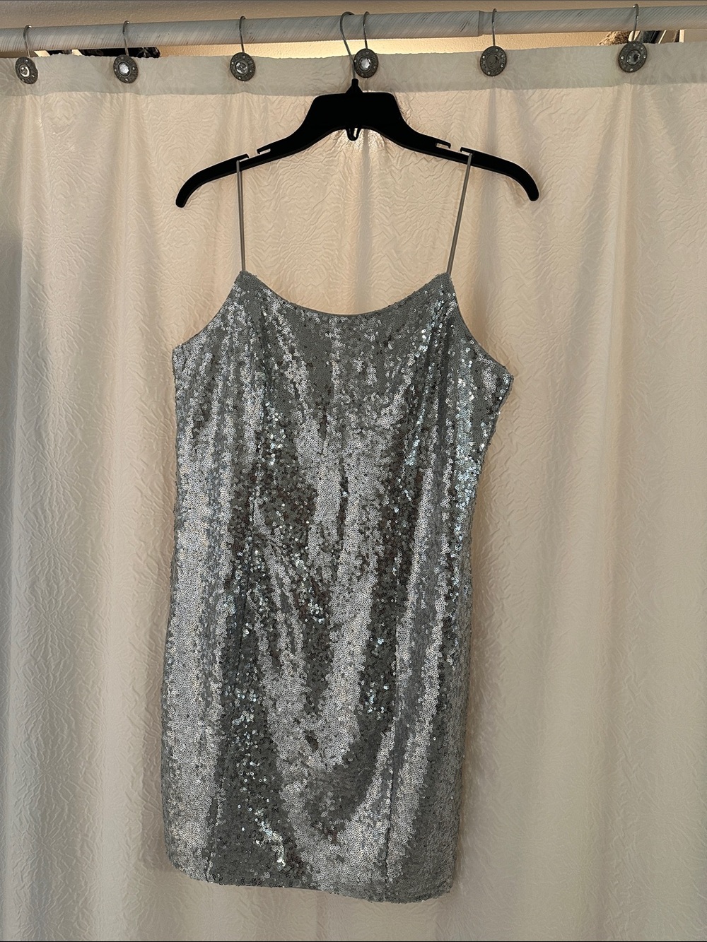 Lulu's Silver Sequin Slip Mini Dress